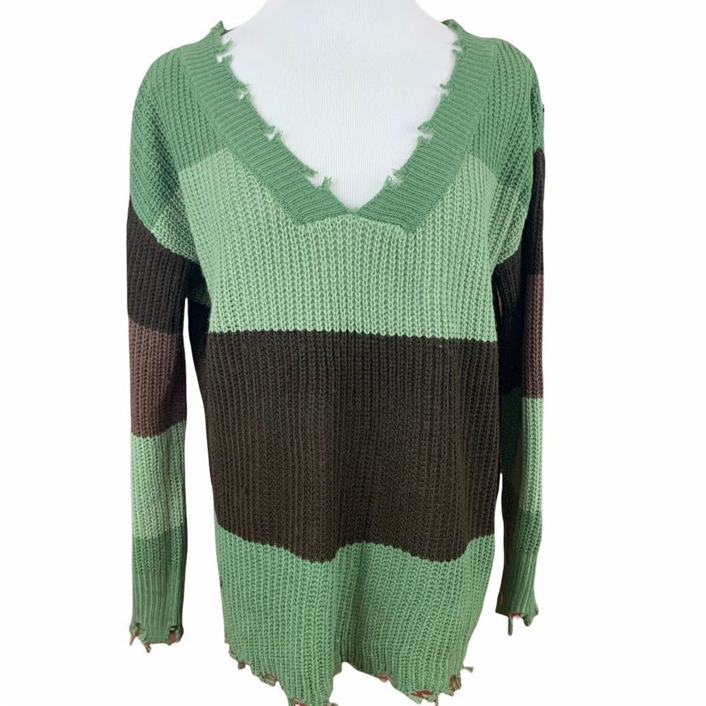 Simply Southern Striped distressed sweater S